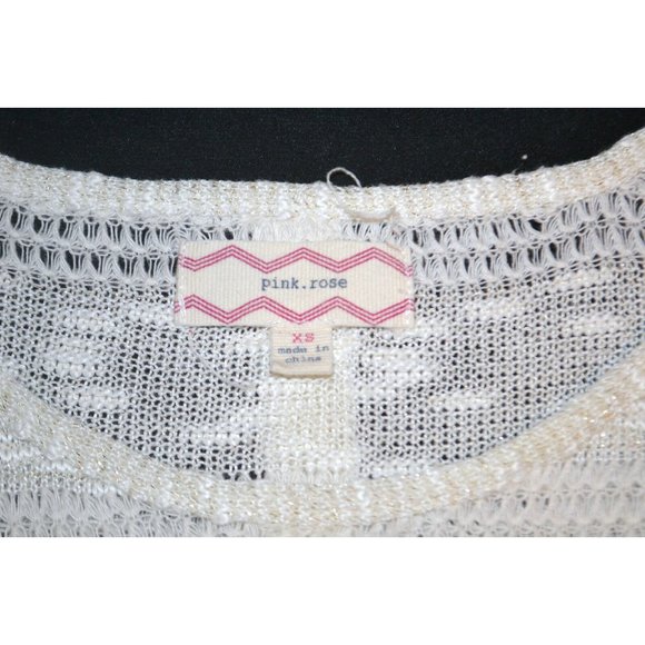 PINK ROSE‎ Women's Short Sleeve Lacey Polyester / Cotton Blend Top SIZE XS Ivory - Picture 6 of 6